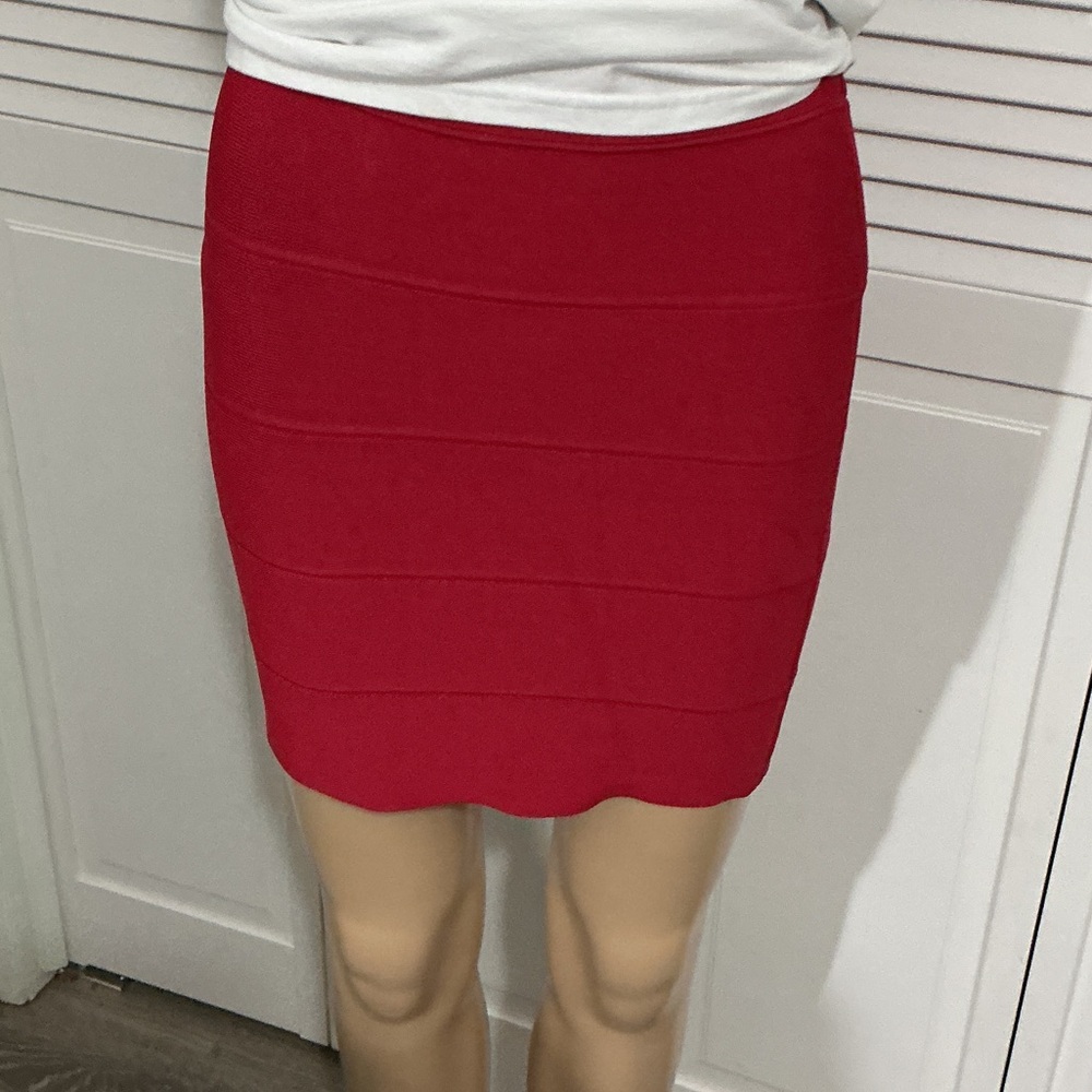 BCBGMaxAzria Red Bandage Mini Skirt